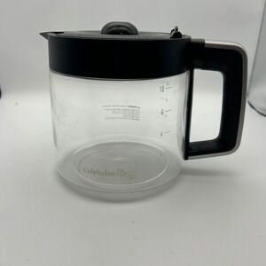 Calphalon 10 Cup Glass Replacement Coffee Carafe Decanter Black Silver Handle